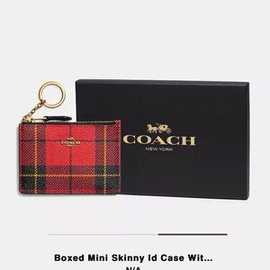 Coach Boxed Mini Skinny ID Case with plaid print